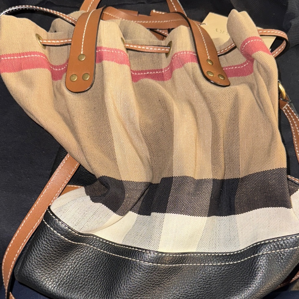 Burberry Tan, Black, and Red Shoulder Bag